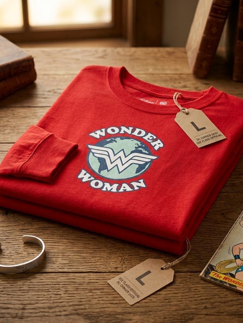 Six Flags Theme Park Exclusive DC Comics Wonder Woman Long Sleeve Spirit Jersey
